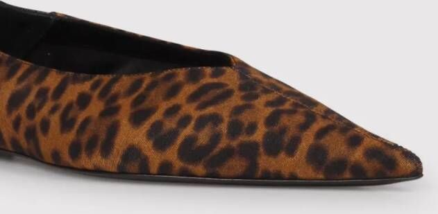 Saint Laurent Leopard Print Slip-On Carolyn Slippers in bruin