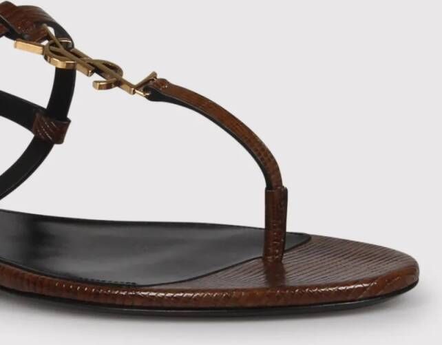 Saint Laurent Sandalen Lizard-Print Leather Cassandra Sandal in zwart