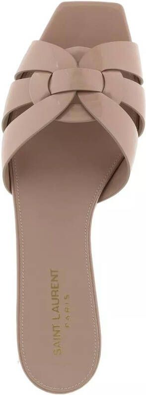 Saint Laurent Slippers & Mules Nu Pieds Slide Sandals Shiny Leather in poeder roze