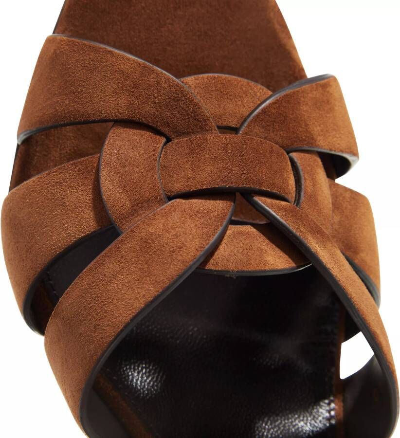 Saint Laurent Slippers Tribute Mules Suede in bruin