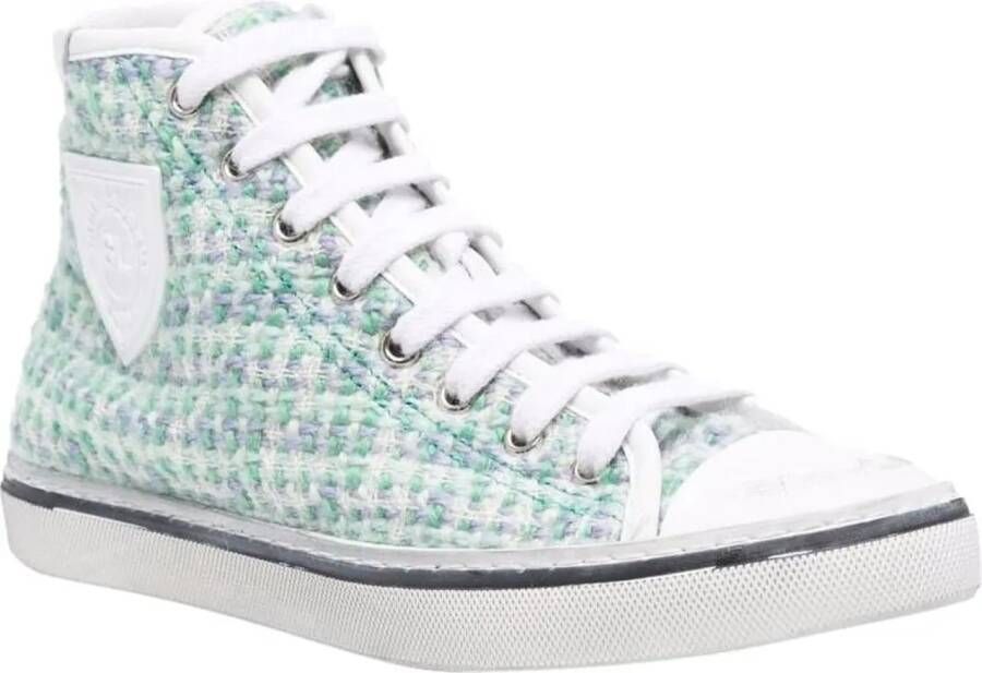 Saint Laurent Sneakers Bedford Tweed Logo Patch in groen