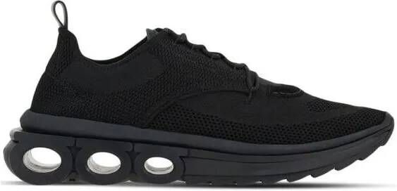 Salvatore Ferragamo Low-Top Sneakers Black Knitted Upper Sneakers in zwart