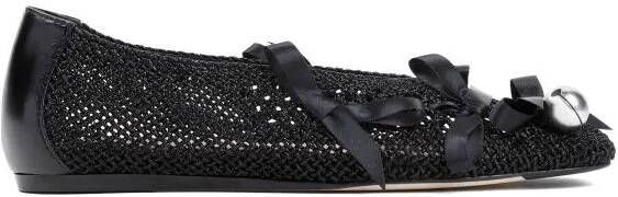 Simone Rocha Loafers & ballerina schoenen Bell Charm Crochet Ballerina in zwart