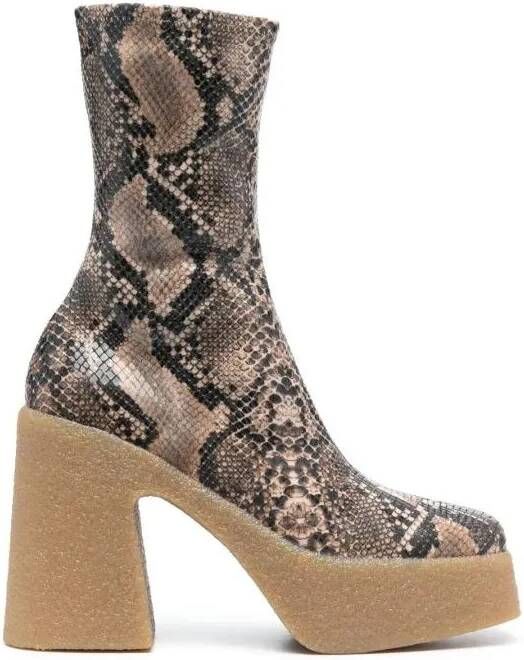 Stella Mccartney Boots & laarzen Multicolored Python Print Ankle Boots in bruin