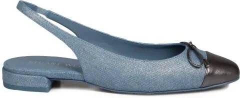 Stuart Weitzman Loafers & ballerina schoenen Sleek Bow Slingback Flat Ballerina in blauw