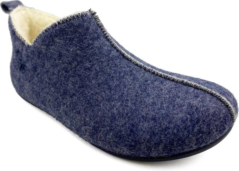 Thies Low-Top Sneakers 1856 Slipper Boots dark navy with Eco Wool in blauw