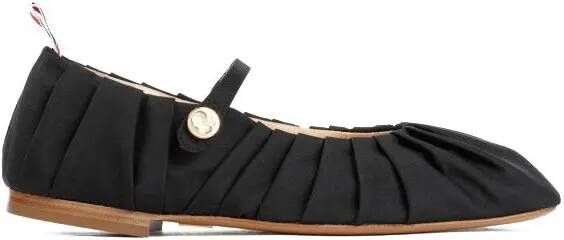 Thom Browne Loafers Black Silk Ballerina in zwart