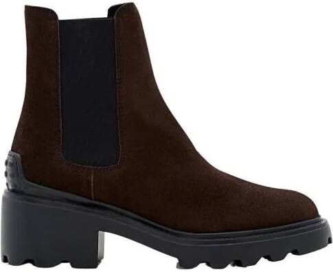 TOD'S Boots Suede Platform Chelsea Boots in bruin