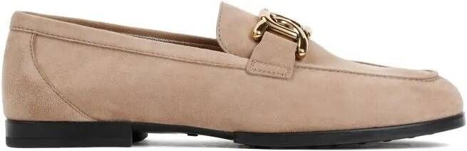 TOD'S Loafers & ballerina schoenen Beige Cappuccino Suede Leather Loafer Rubber Sole in bruin