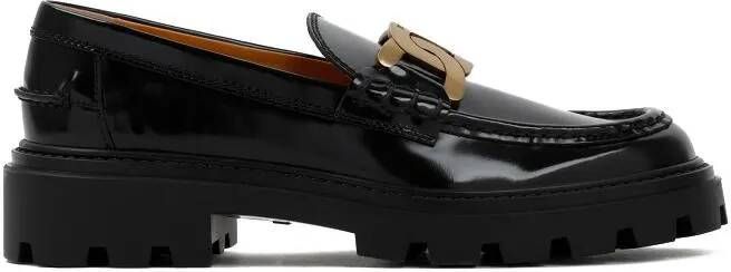 TOD'S Loafers & ballerina schoenen Chain Leather Loafers in zwart