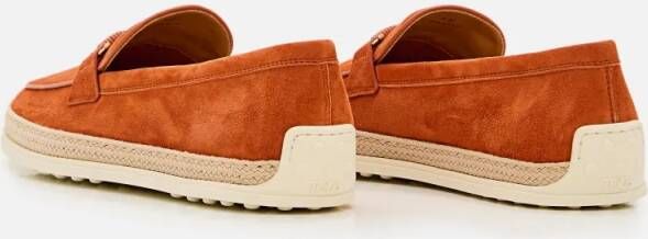 TOD'S Suede Loafers With Refined Metal Detailing in oranje