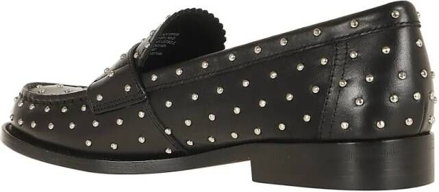 TORY BURCH Black Calfskin Studded Detailing Slip-On Shoes in zwart