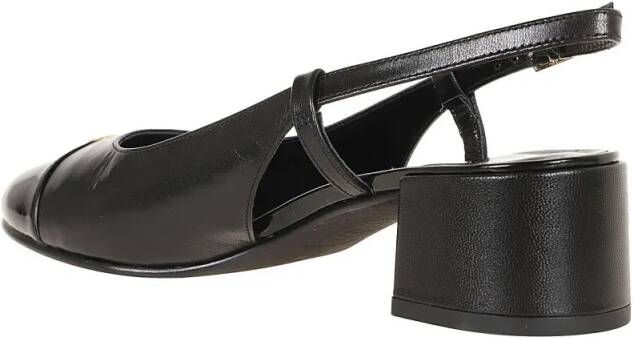 TORY BURCH Pumps & high heels Round Tip Leather Slingback With Buckle Closure in zwart