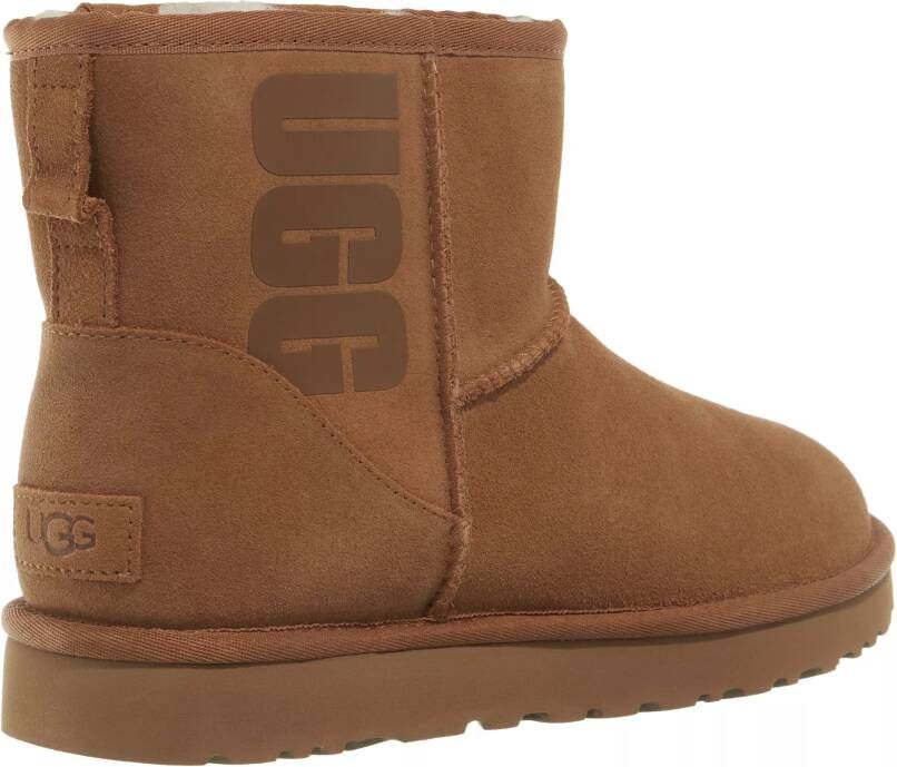 Ugg Classic Mini Logo Rubber Laarzen voor Dames in Brown Suede