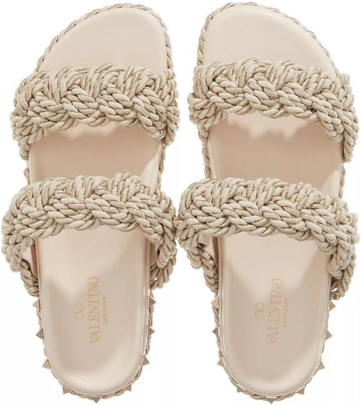 Valentino Garavani Espadrilles Rockstud Slides in goud