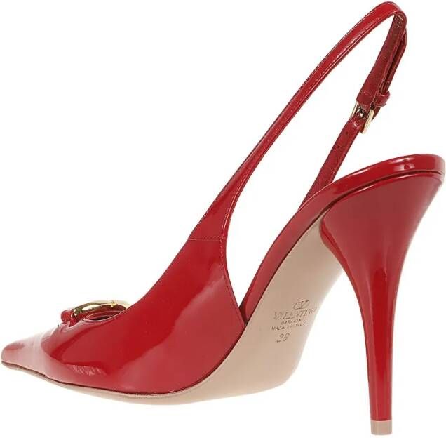 Valentino Garavani Hoge hakken Sling Back Vlogo The Bold Edition T. 100 Gold Logo in rood