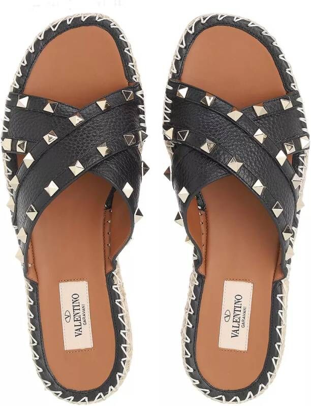 Valentino Garavani Sandalen Rockstud Espandrilles Slides in zwart