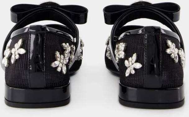 Versace Gianni Ribbon Flat Shoes Leather Black in zwart