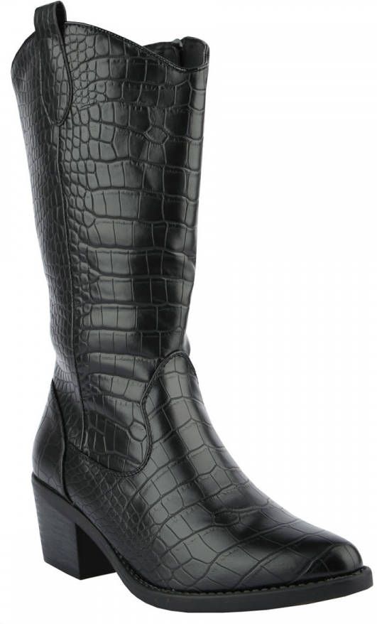 Fashionize Laarzen Croco Zwart