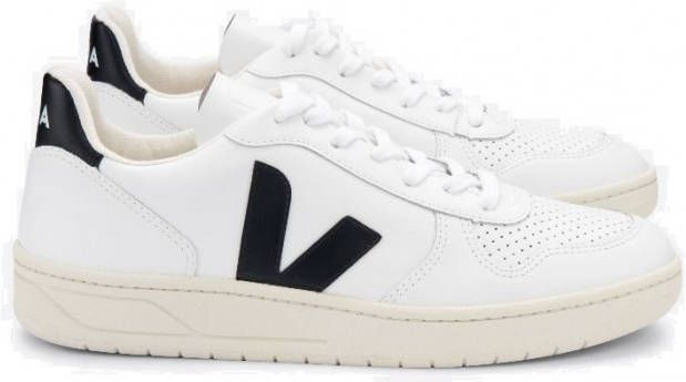 Veja V-10 Leather Extra White Black heren sneakers