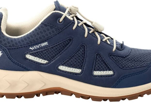 Jack Wolfskin Woodland 2 Vent Support System Low Women Lichte wandelschoen met leer Dames 39.5 dark blue beige dark blue beige