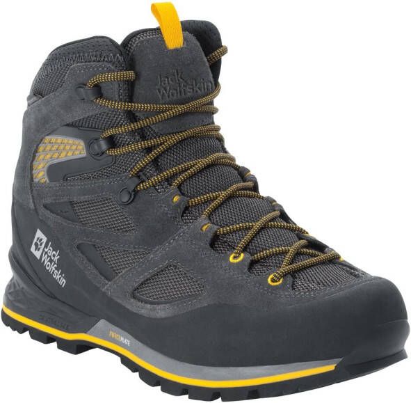 Jack Wolfskin Force Crest Texapore Mid Men Waterdichte trekkingschoenen Heren Black Burly Yellow Xt