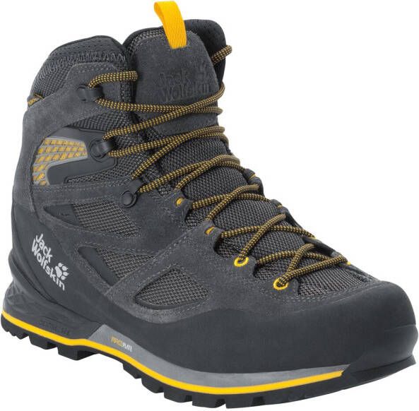 Jack Wolfskin Force Crest Texapore Mid Men Waterdichte trekkingschoenen Heren Black Burly Yellow Xt