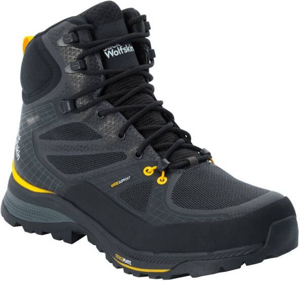 Jack Wolfskin Force Trekker Texapore Mid Men Waterdichte trekkingschoenen Heren black burly yellow XT