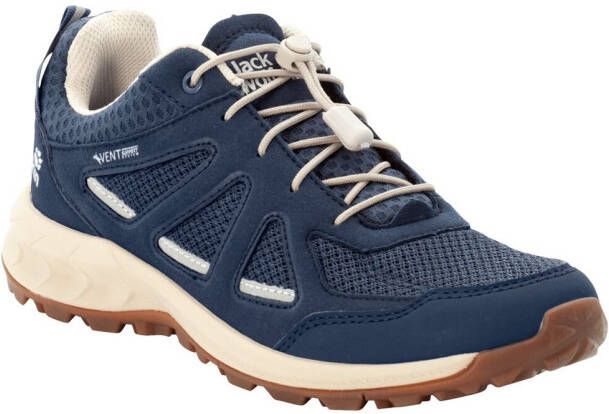 Jack Wolfskin Woodland 2 Vent Support System Low Women Lichte wandelschoen met leer Dames 39.5 dark blue beige dark blue beige