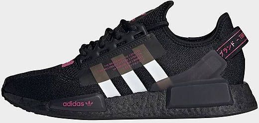 Adidas originals nmd r1 shop sneakers in black and pink