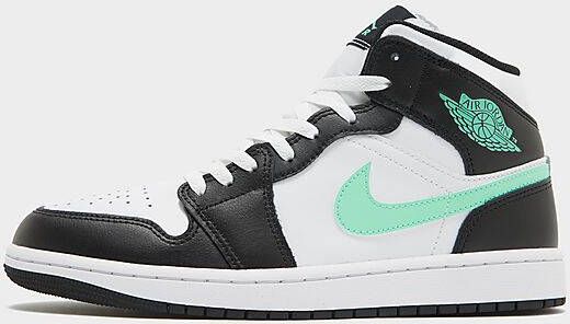 Jordan Air 1 Mid Heren White Black Green Glow- Heren White Black Green Glow