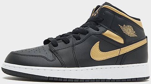 Jordan Air 1 Mid Junior Black White Metallic Gold Black White Metallic Gold