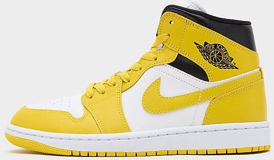 Jordan Damesschoenen Air 1 Mid White Black Vivid Sulphur- Dames White Black Vivid Sulphur