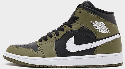 Jordan Herenschoenen Air 1 Mid Black Medium Olive Sail White- Heren Black Medium Olive Sail White