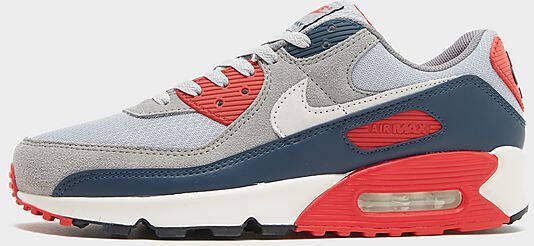 Nike Herenschoenen Air Max 90 Light Smoke Grey Armoury Navy Fire Red Phantom- Heren Light Smoke Grey Armoury Navy Fire Red Phantom