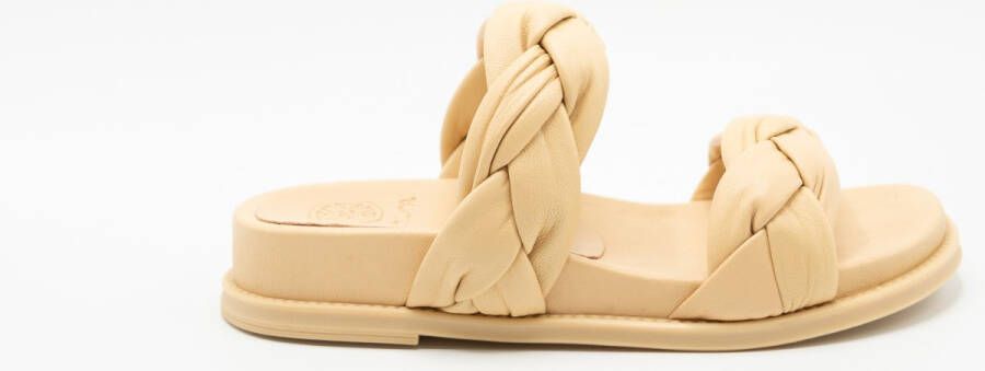 Unisa Cloc Gevlochten Leren Slippers