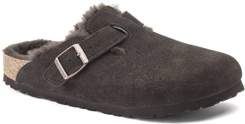 Birkenstock Boston Lamsvel Mocha Smal Voetbed