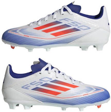 Adidas Performance F50 League junior voetbalschoenen wit rood blauw Jongens Meisjes Imitatieleer 37 1 3