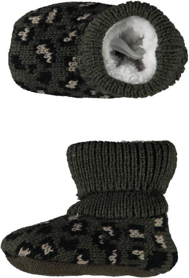 Apollo gebreide slofjes legergroen Polyester All over print 18 19