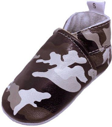 Babysteps leren babyslofjes met camouflageprint Bruin Jongens Leer Camouflage 18 19