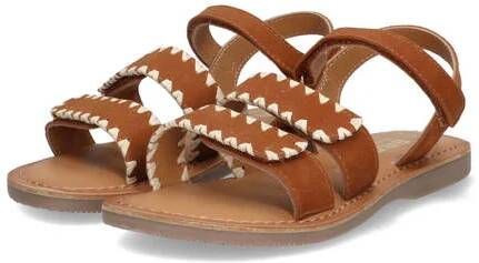 Braqeez leren sandalen cognac Bruin Meisjes Leer Meerkleurig 35