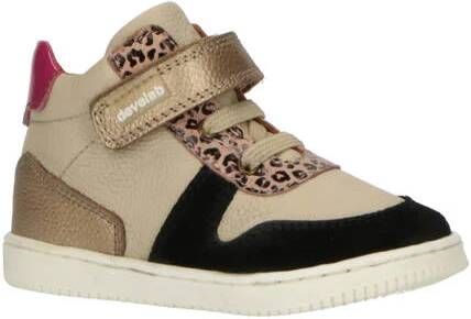 Develab leren sneakers zwart beige roze Meisjes Leer Meerkleurig 20