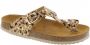 Develab 48202 leren teenslippers met panterprint beige goud - Thumbnail 4