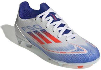 Adidas Performance F50 League junior voetbalschoenen wit rood blauw Jongens Meisjes Imitatieleer 37 1 3