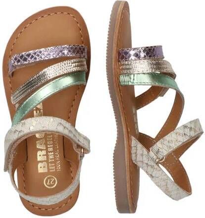 Braqeez Cassy Call leren sandalen mintgroen Meisjes Leer Meerkleurig 26