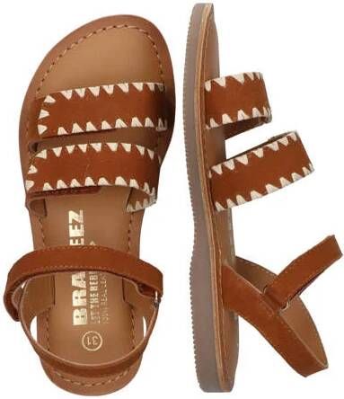 Braqeez leren sandalen cognac Bruin Meisjes Leer Meerkleurig 35