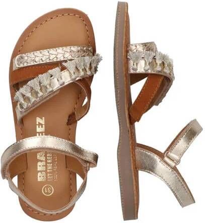 Braqeez Sophie Sun leren sandalen champagne Wit Meisjes Leer Meerkleurig 32