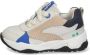 BunniesJR 224374-503 Jongens Lage Sneakers Grijs Beige Blauw Leer Veters - Thumbnail 6