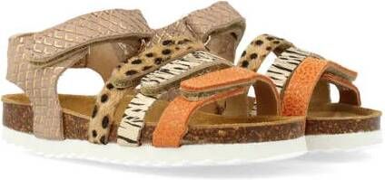 Develab leren sandalen taupe oranje Bruin Meisjes Leer Meerkleurig 26