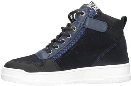 Develab leren sneakers donkerblauw Jongens Leer Meerkleurig 31